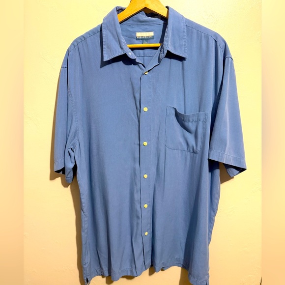 Breakwater Men's Shirt Sz Large SS Blue Button Up 80% Modal Rayon 20% Polyester - Picture 1 of 11